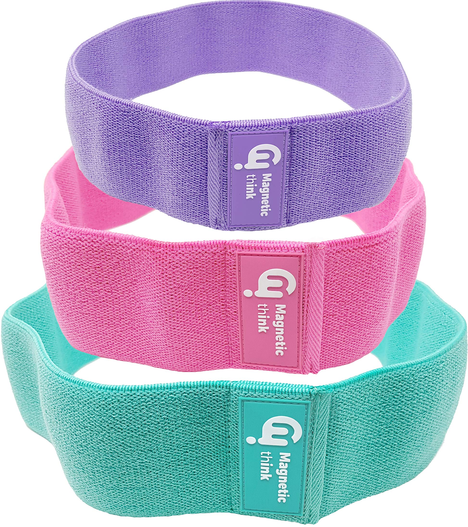 Booty Bands Resistance Workout Hip Bands – Set of 3 Fabric Exercise Bands, Non Slip Hip Bands for Legs, Butt, Activate Glutes, Booty Building, Squats