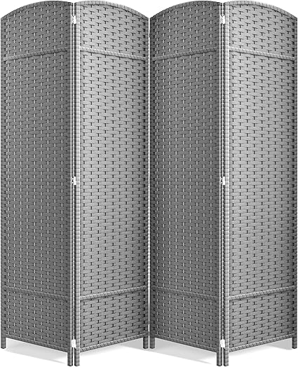 Sorbus 4 Panel Room Divider 6 ft. Tall - Privacy Screen, Extra Wide Double Hinged Panels, Mesh Hand-Woven Design, Partition Room Dividers and Folding Privacy Screens, Wall Divider for Room Separation