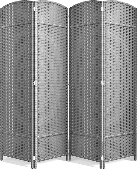 Sorbus 4 Panel Room Divider 6 ft. Tall - Privacy Screen, Extra Wide Double Hinged Panels, Mesh Hand-Woven Design, Partition Room Dividers and Folding Privacy Screens, Wall Divider for Room Separation