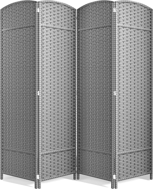 Sorbus 4 Panel Room Divider 6 ft. Tall - Privacy Screen, Extra Wide Double Hinged Panels, Mesh Hand-Woven Design, Partition Room Dividers and Folding Privacy Screens, Wall Divider for Room Separation