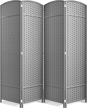 Sorbus 4 Panel Room Divider 6 ft. Tall - Privacy Screen, Extra Wide Double Hinged Panels, Mesh Hand-Woven Design, Partition Room Dividers and Folding Privacy Screens, Wall Divider for Room Separation