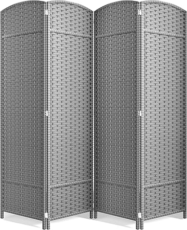 Sorbus 4 Panel Room Divider 6 ft. Tall - Privacy Screen, Extra Wide Double Hinged Panels, Mesh Hand-Woven Design, Partition Room Dividers and Folding Privacy Screens, Wall Divider for Room Separation