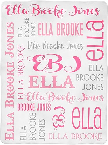 Manta personalizada de bebé con nombre y monograma, manta de pañales de recepción rosa Manta personalizada de bebé con nombre y monograma, manta de pañales de recepción rosa