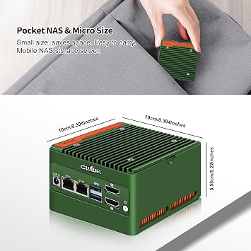CWWK N150 Mini PC (Upgraded N100) X86-P5 Pocket-NAS, 4 x M.2 NVMe Mini Computer with 2 x i226-V 2.5GbE LAN, Barebone Micro PC DDR5 NO RAM/SSD/OS, WiFi7/BT5.4 Expandable, 2-Display