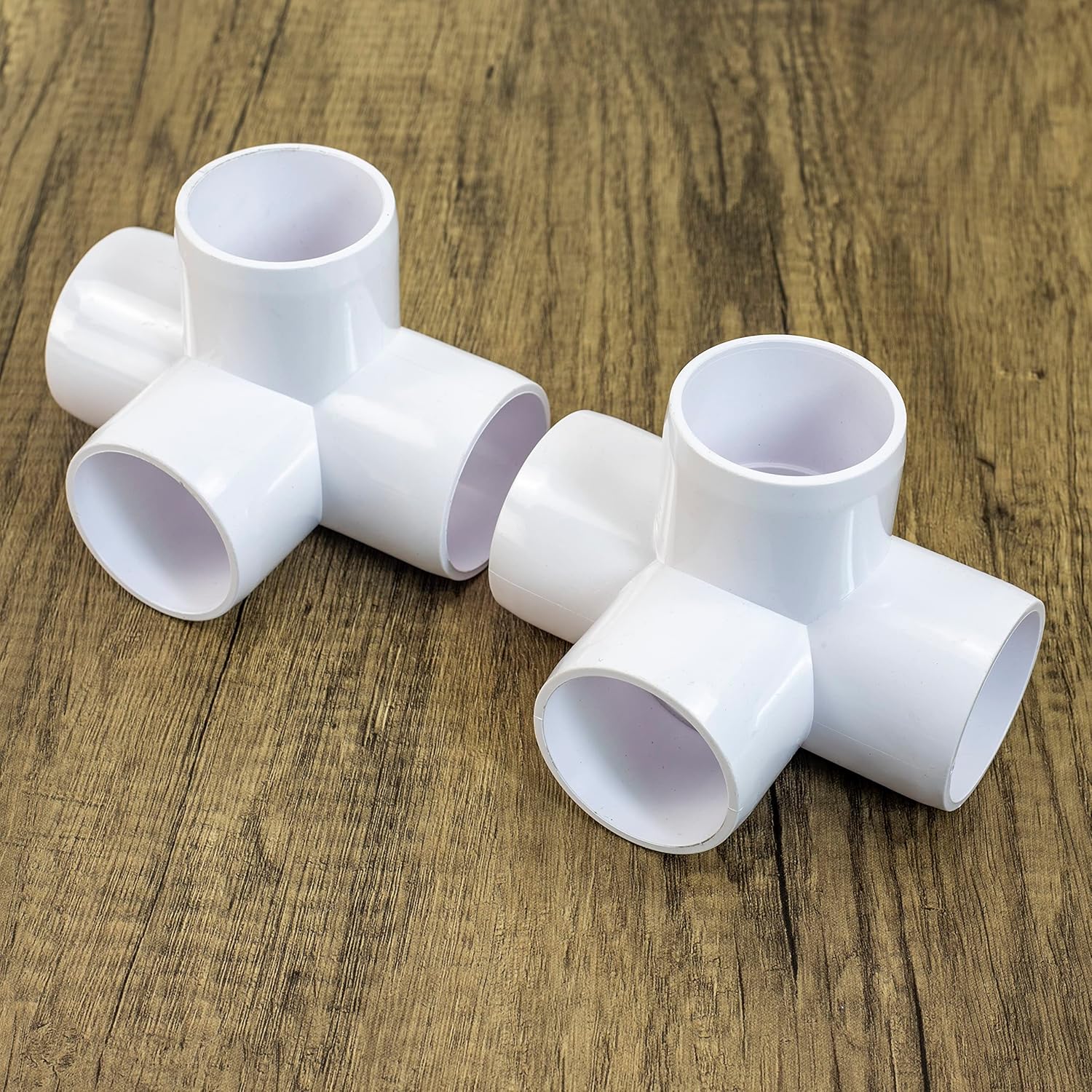 2PCS 1-1/2 Inch SCH40 4 Way Cross PVC Connector Elbow Pipe Fitting Coupling White Socket x Socket for Furniture DIY