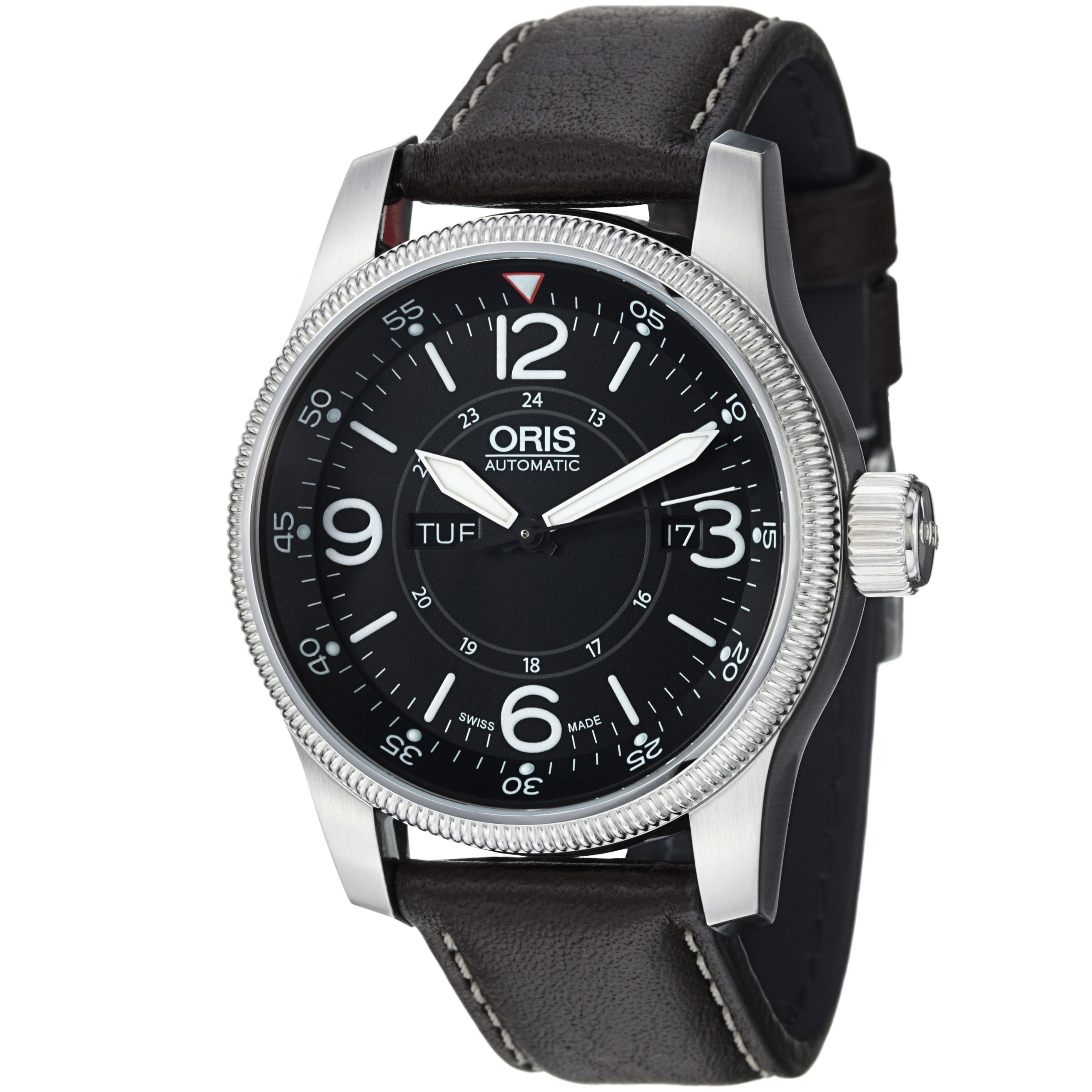 Oris Men's 73576604064LS Big Crown Black Leather Strap Watch