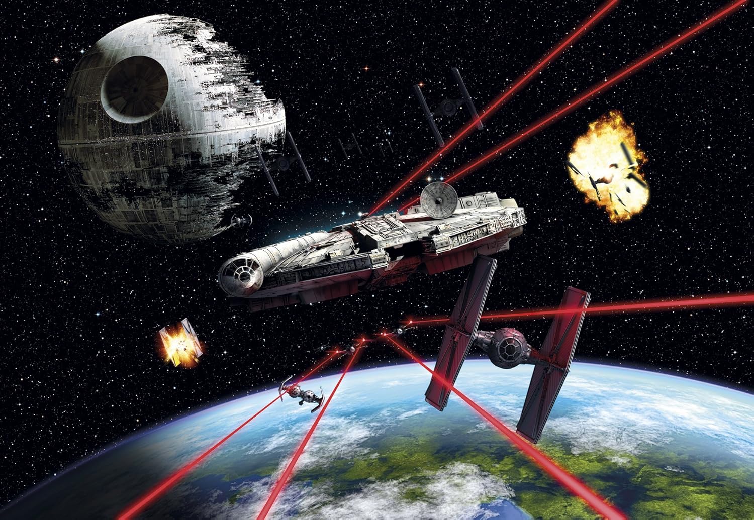 Komar Star Wars Millennium Falcon Wallpaper Mural, Vinyl, Multi-Colour, 368 x 0.2 x 254 cm