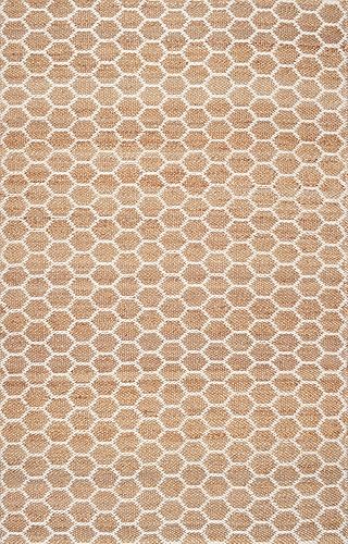 Miniatura 2 de nuLOOM Alfombra de yute Alisha reversible tejida a mano, 5 x 8, color natural