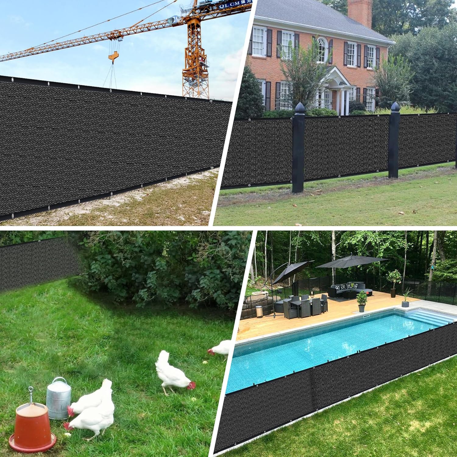 Fence Privacy Screen 6' X 50' Heavy Duty Balcony Privacy Screen, 170 GSM Mesh Fence Shade Privacy Fence Screen 90% Blockage with Brass Grommets for Patio, Outdoor Backyard, Black