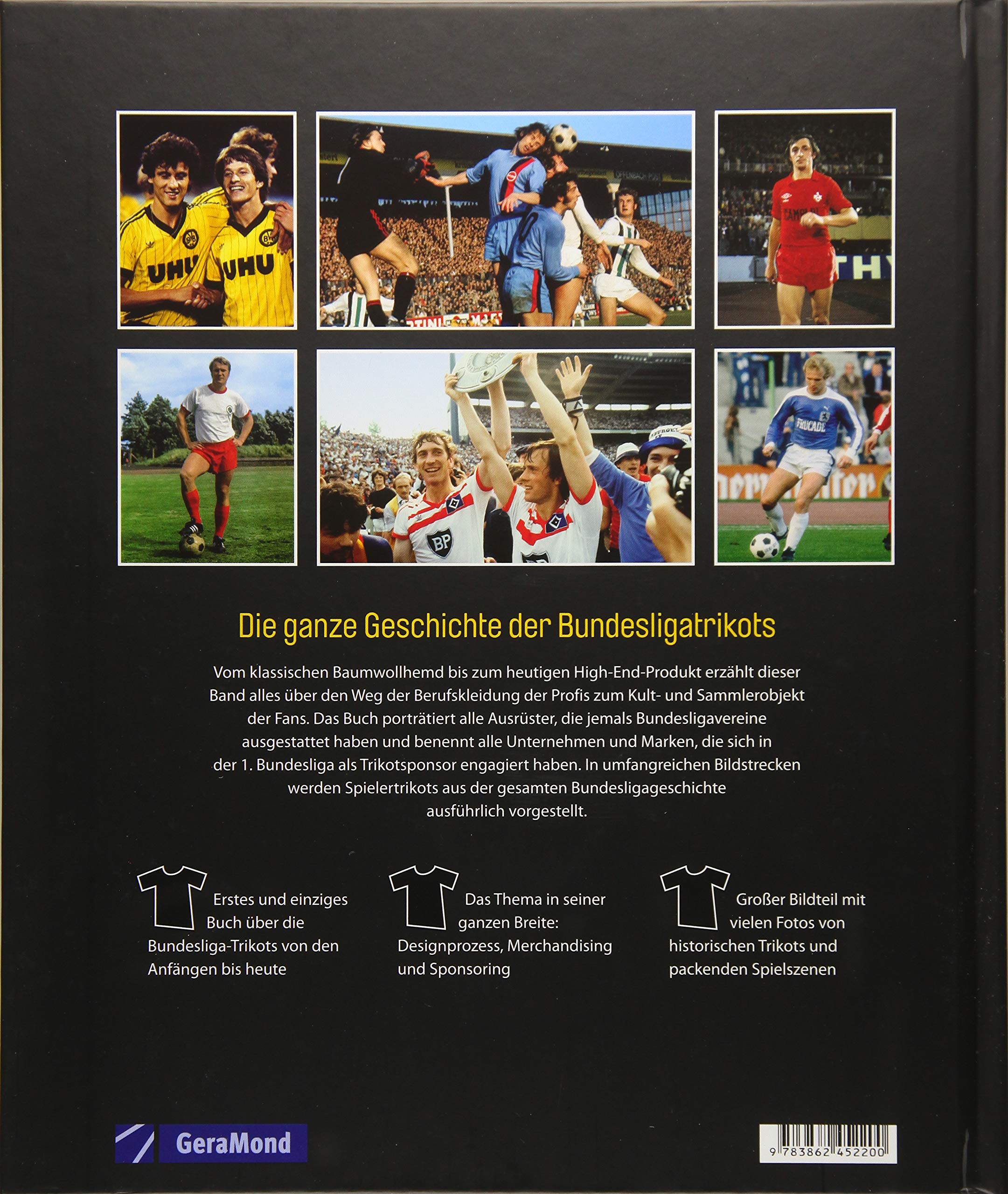 Die Trikots der Bundesliga: Die Geschichte von 1963 bis heute, vom Baumwollhemd zum High-End-Produkt. Alles über Trikotwerbung, die Trikots der Vereine, Sammlerstücke und Kultobjekte.