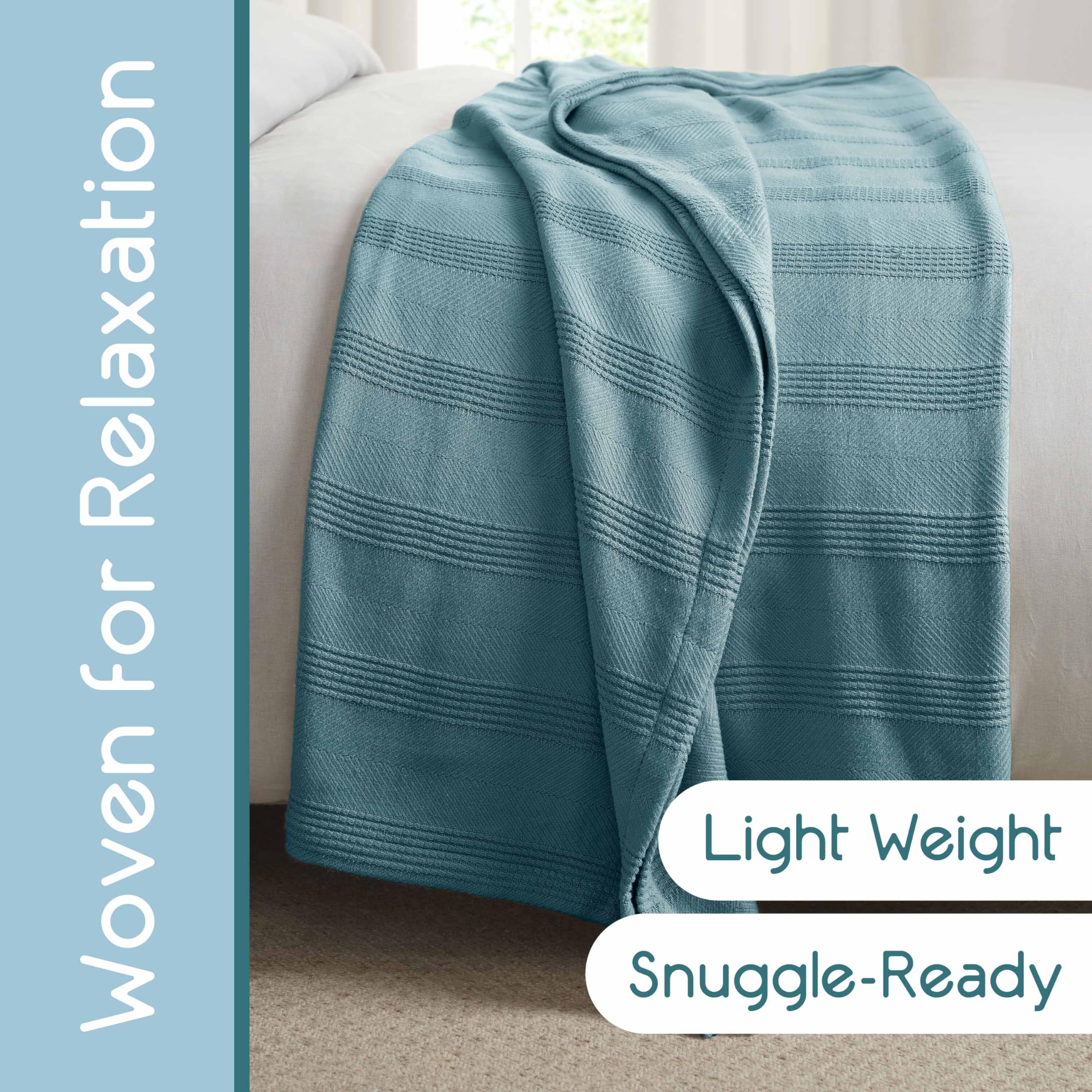 Vellux Manta 100% algodón, Suave, Transpirable, acogedora y Ligera, Manta térmica para Todas Las Estaciones, tamaño Queen, Colocar Capas de Cama, sofá y sofá, Calidad de Hotel (90 x 90