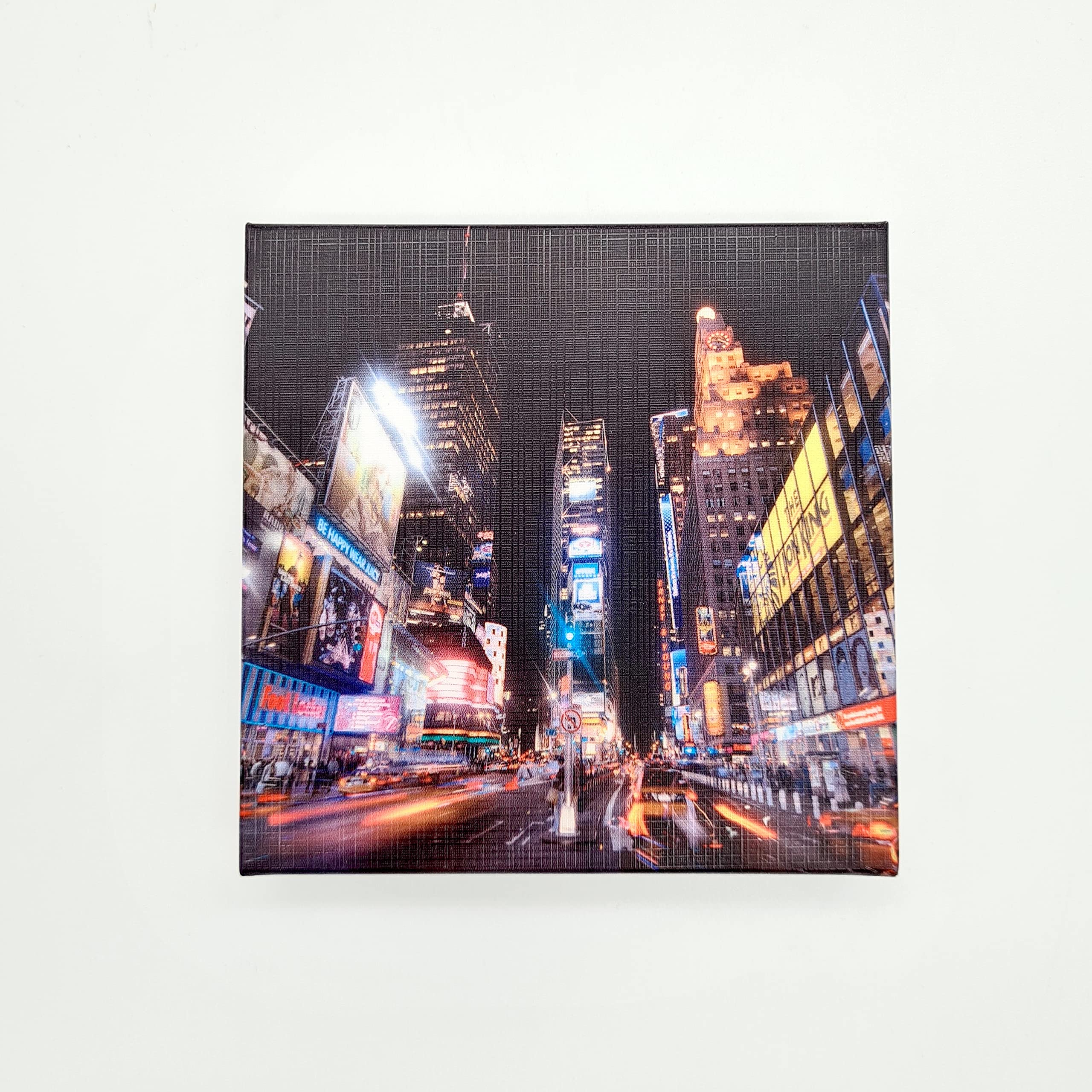 Studio MANHATTAN Art+DesignArt Block 5x5 inches Times Square at Night New York Abstract Art Modern Framed Canvas Wall Art for Bedroom Living Room Home Office Wall Decor Picture Artwork Ready to Hang