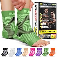 Vista 1 de BLITZU Compression Socks for Plantar Fasciitis, Achilles Tendonitis, Arthritis Relief, Ankle Brace Compression Sleeve with Foot Arch Support, Ankle