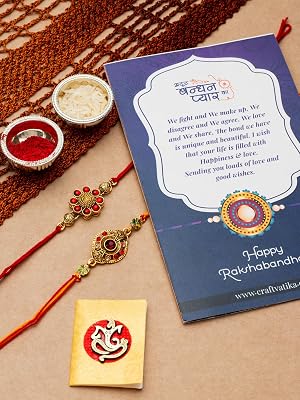 CraftVatika Rakhi Gift for Brother With Cadbury chocolate Combo, Premium Rakhi Set of 2 for brother, Rakhis hamper for b