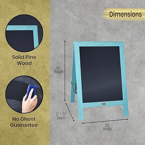 Vista 11 de Pizarra rústica vintage de madera gris con marco en A, pizarra para acera, tamaño grande, 40 x 20 pulgadas, tablero de sándwich resistente, tablero