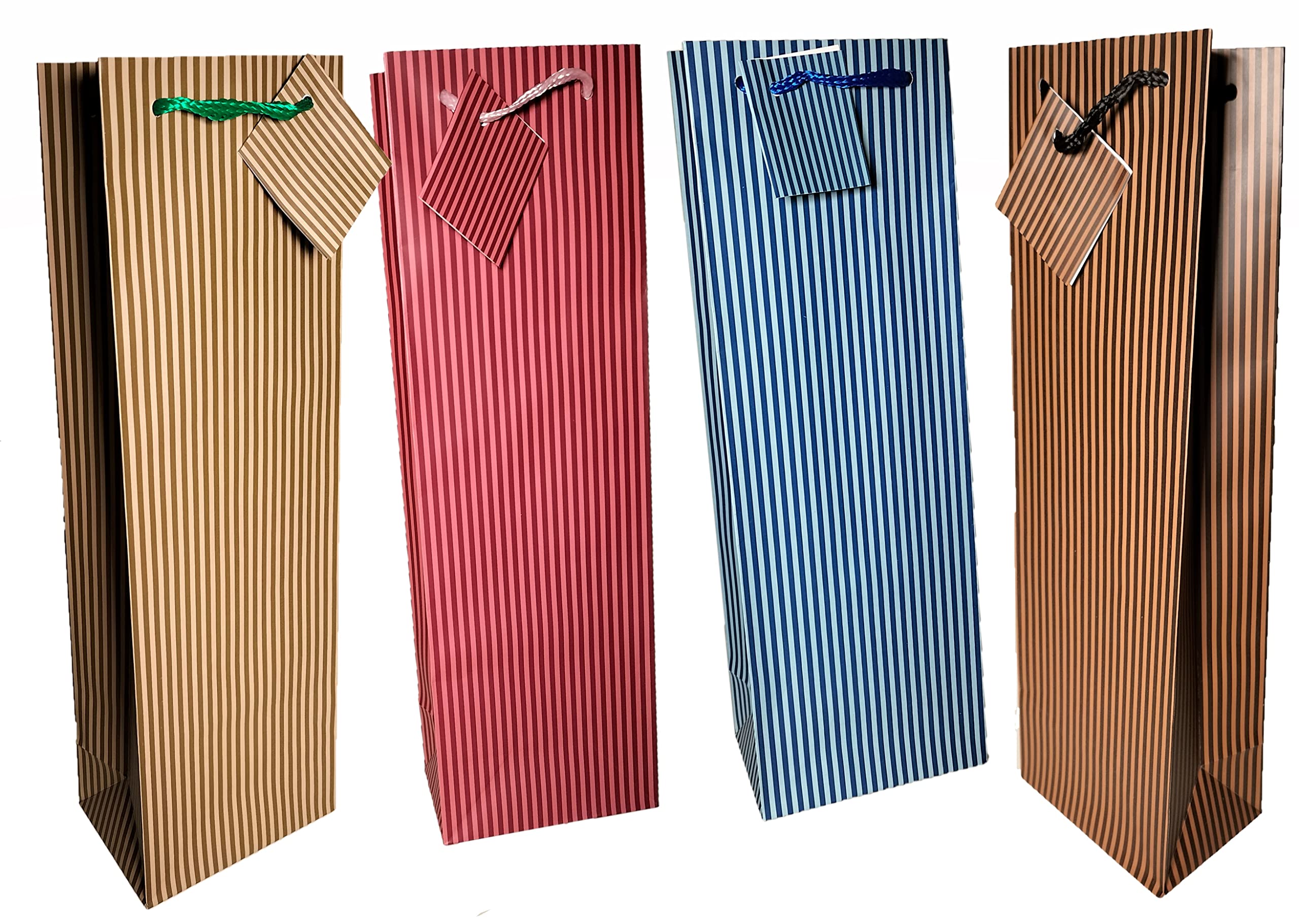 Geschenktüten -K&B Vertrieb- Geschenktaschen Flasche 13,0 x 36,0 x 8,5cm GESTREIFT Flaschen Flaschentüte Geschenktüte Weintüte Sekttüte Geschenkbeutel 675-48 Stück