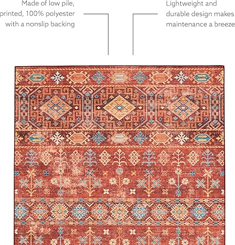 Miniatura 14 de Linon Home Decor Products The Anywhere - Alfombra lavable Joelle rojo y marfil, 5 x 7 pies