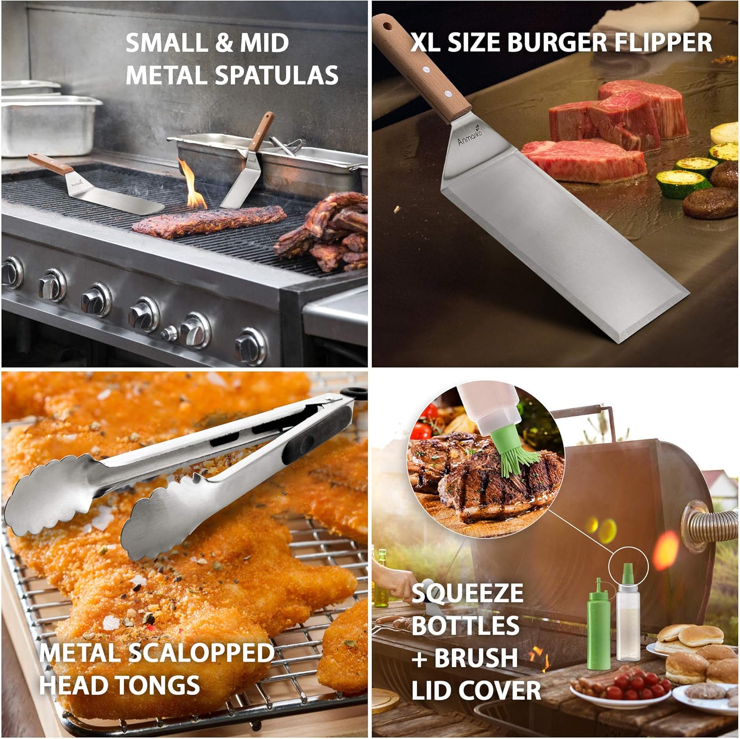 Professional Spatula Set - Stainless Steel Pancake Turner and Griddle Scraper 4x8 inch Oversized Hamburger Turner Great for Griddle BBQ Grill and Flat Top Cooking - Commercial Quality : Everything Else