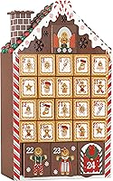 Vista 1 de BRUBAKER Calendario de Adviento de madera reutilizable para rellenar, casa de jengibre con iluminación LED, calendario de Navidad de bricolaje