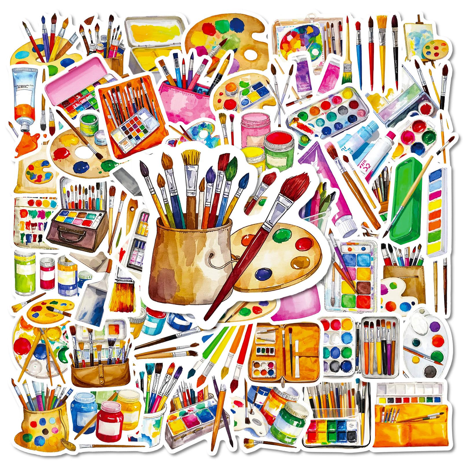 Art Painting Stickers 56 Pack Vinyl Decals for Water Bottle Scrapbook