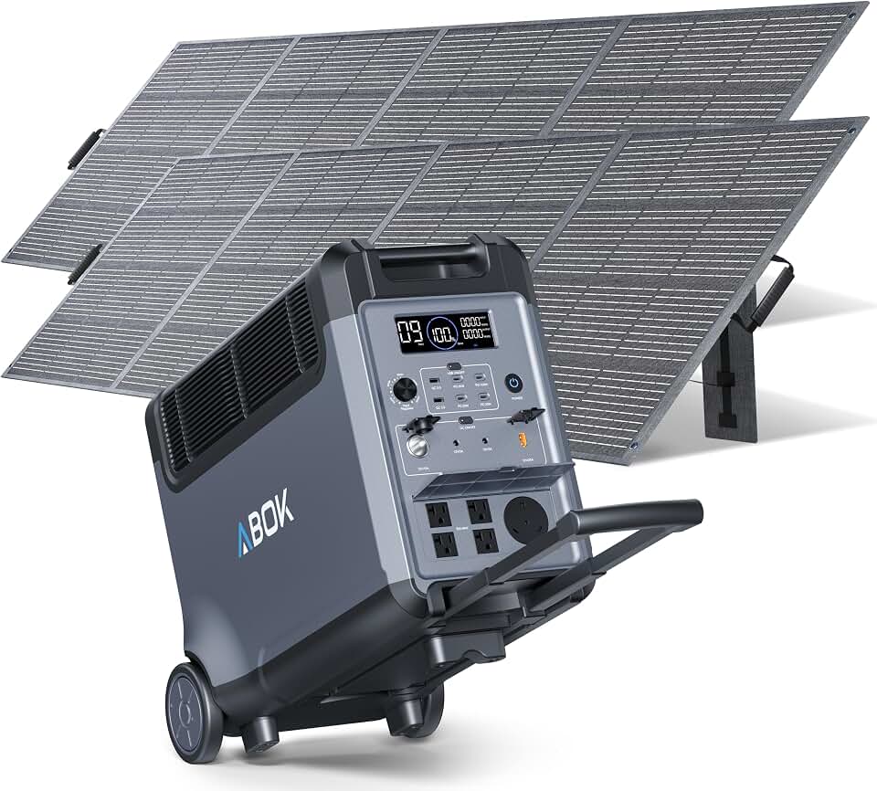 ABOK Ark3600 Portable Power Station with 2×400W Solar Panels