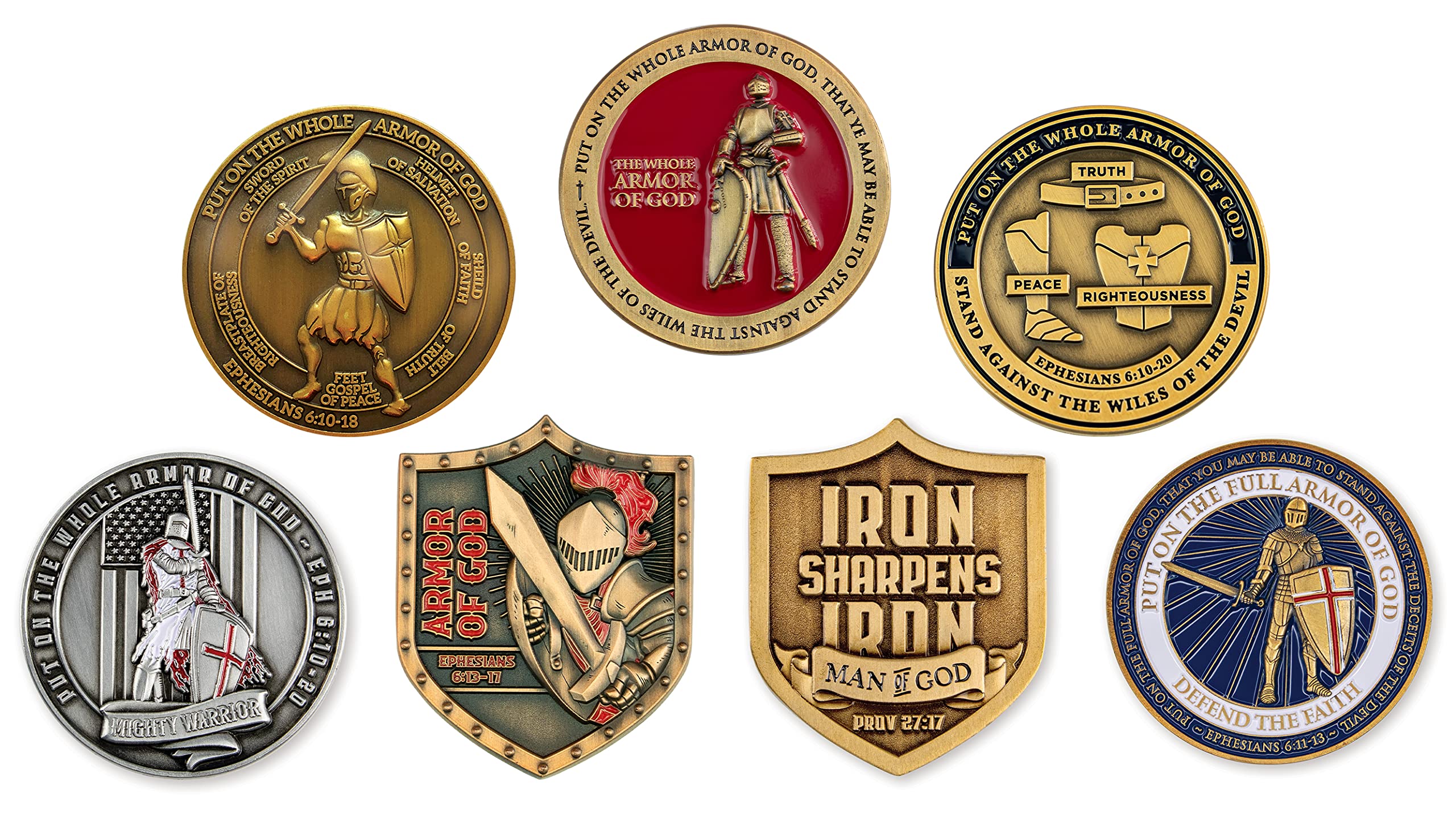 Buy Armor of God Religious Challenge Coins Set of 7, Christian Coins