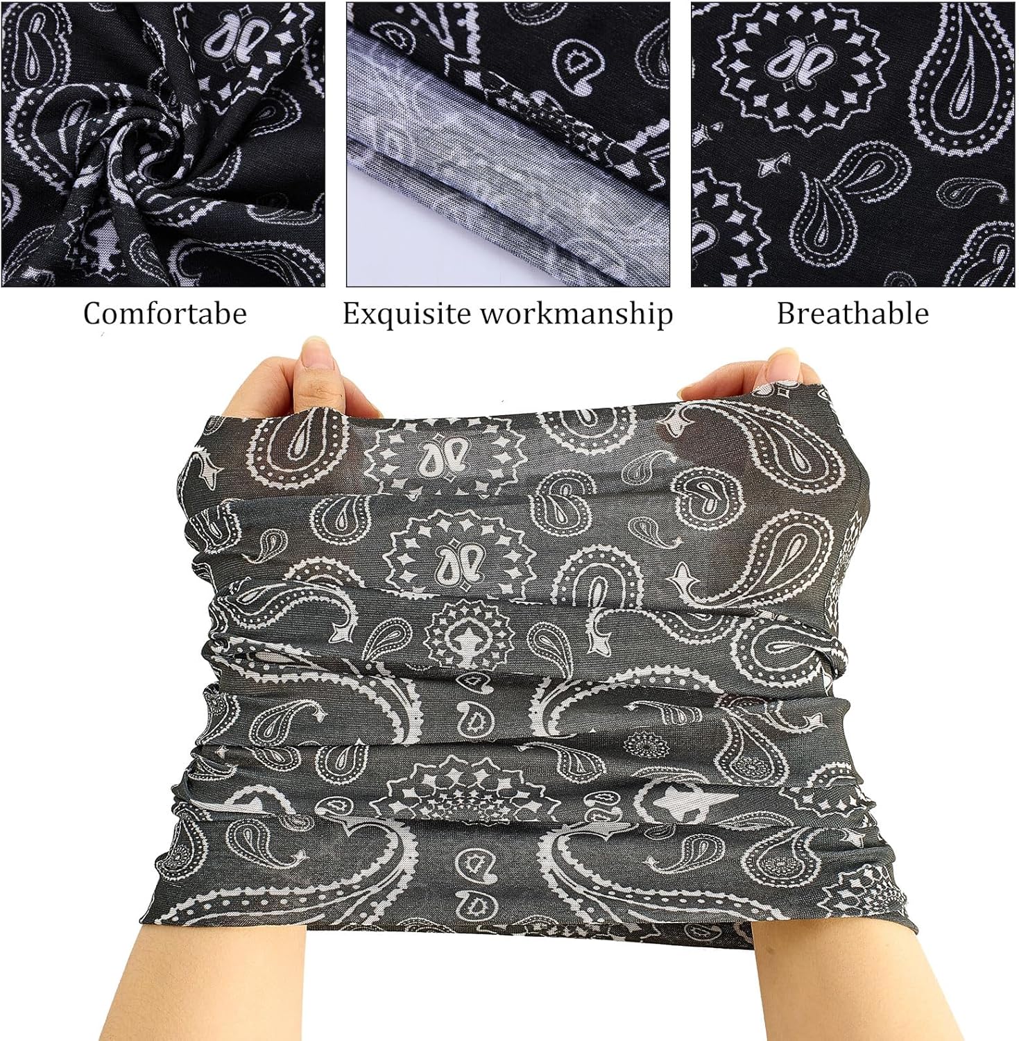 24 Pcs Paisley Bandanas Seamless Neck Gaiter Mask Face Men Bulk Motorcycle Headband Dust Wind and UV Cover - Image 4