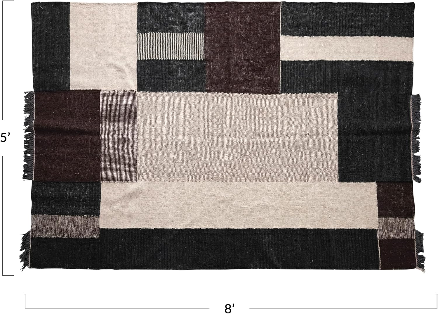 Creative Co-Op Wool and Cotton Rug with Geometric Design and Fringe