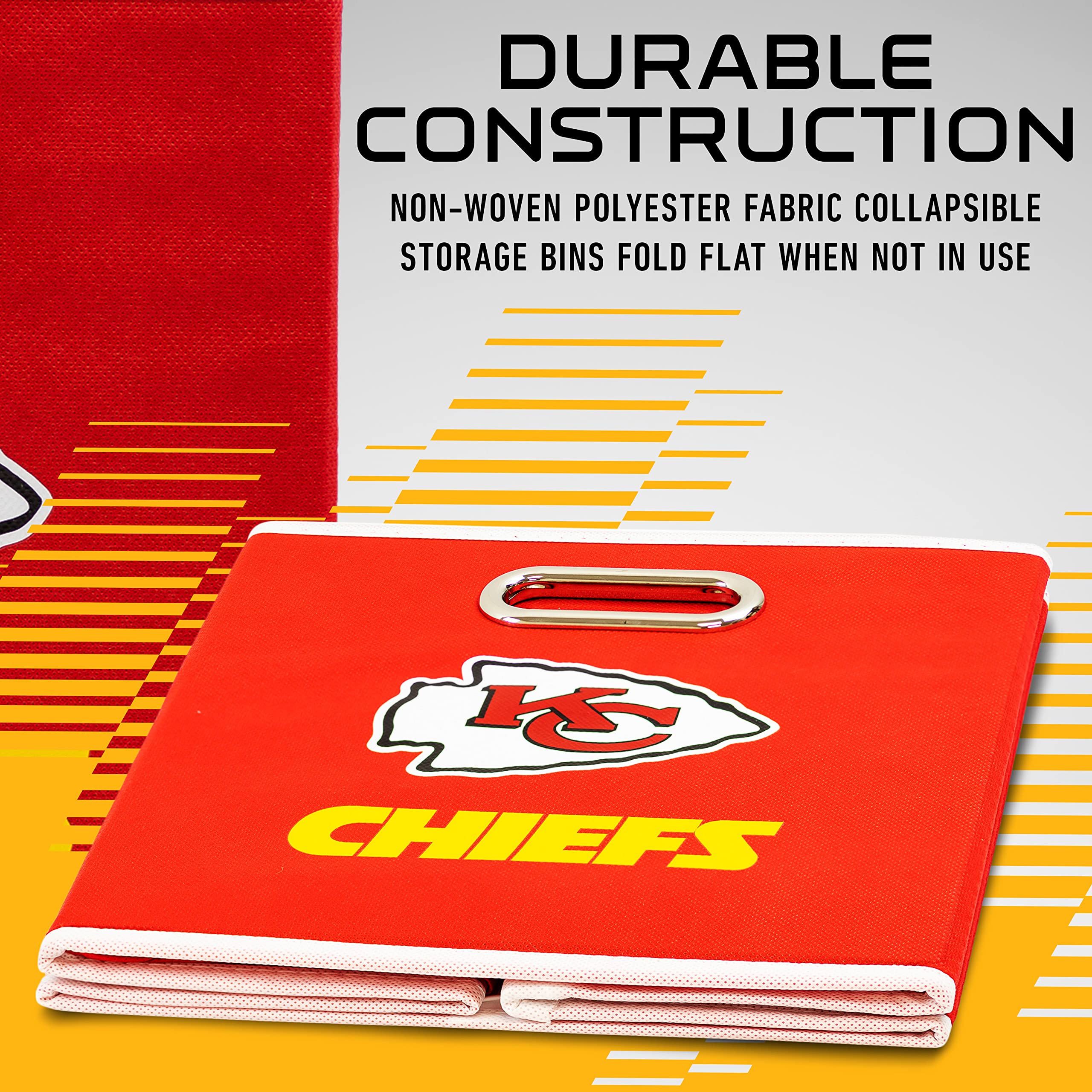 Franklin Sports Kansas City Chiefs NFL Storage Bin, Collapsible Cube Container + Basket, NFL Office - Image 4