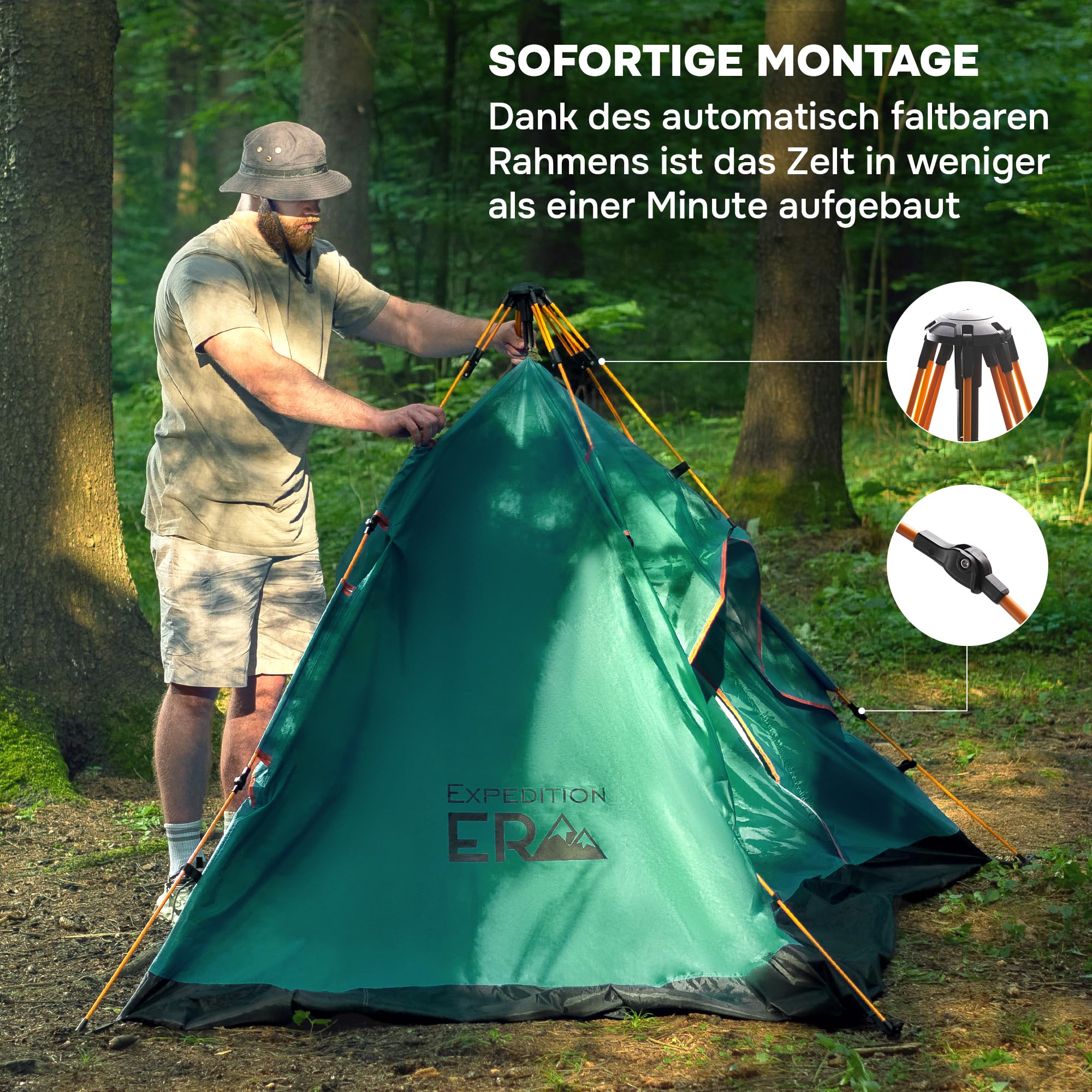 2 minuten zelt 2-3 Personen - Wurfzelt Wasserdicht - Automatik Pop Up Zelt - 200x200x135cm Trekkingzelt- Schnellaufbau Camping Igluzelt - Leicht Campingzelt Cloth Size:M Bikemate LED-Fahrradbeleuchtung per set Model=PW-3