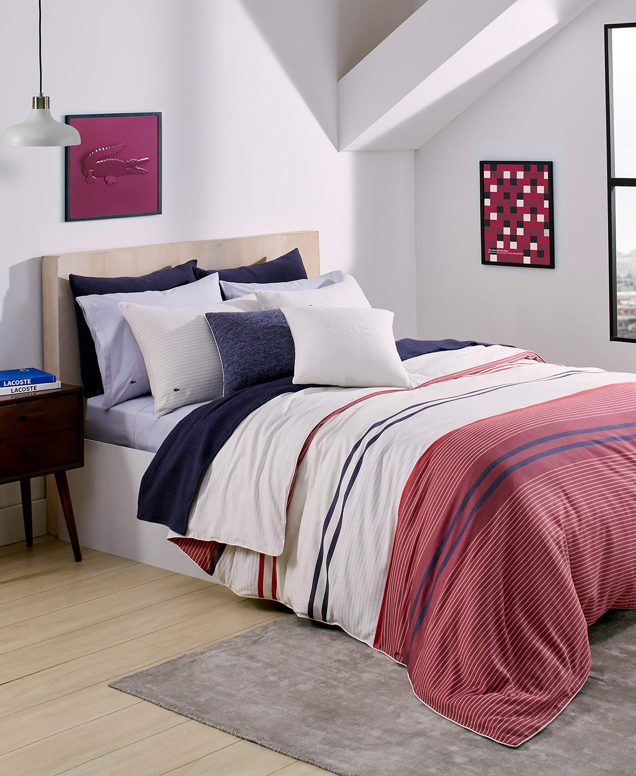 LacosteSmash Duvet Set, Full/Queen, Red