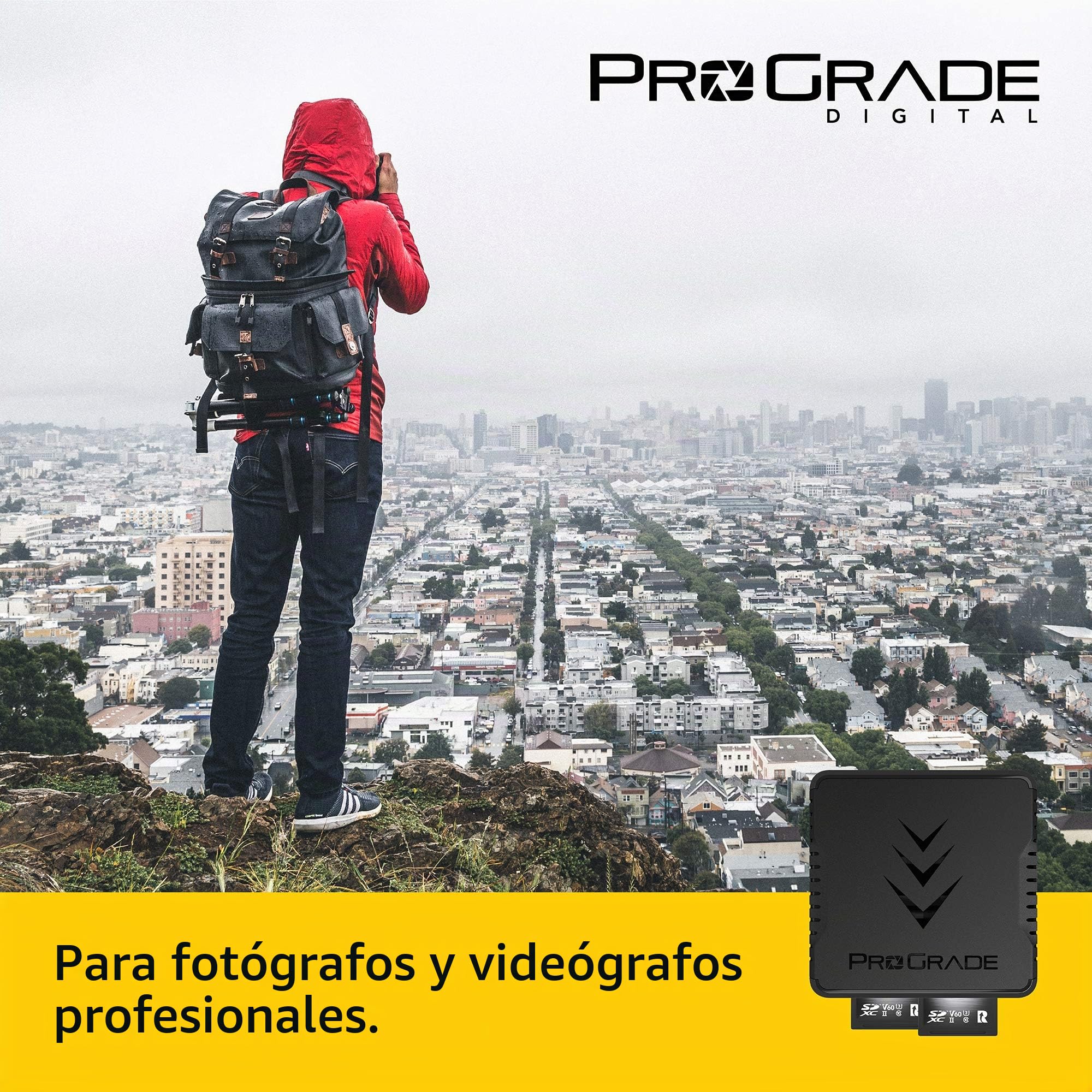 ProGrade Digital - Lector de Tarjetas de Memoria SD UHS-II de Doble Ranura | USB 3.2 Gen 2 para cineastas Profesionales, fotógrafos y Creadores de Contenido
