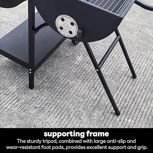 Miniatura 6 de Parrilla de carbón Doulbe - Parrilla de barril de carbón con estante lateral, parrilla portátil grande para barbacoa adecuada para acampar al aire