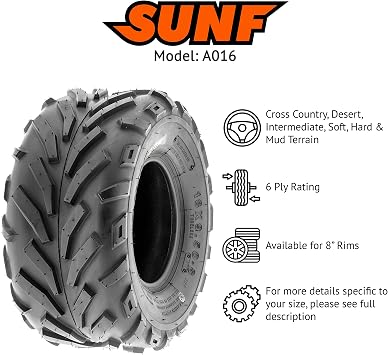 SunF Set 2 ATV Tires 18x9.5-8 18x9.5x8 V-Shaped 6 PR A016