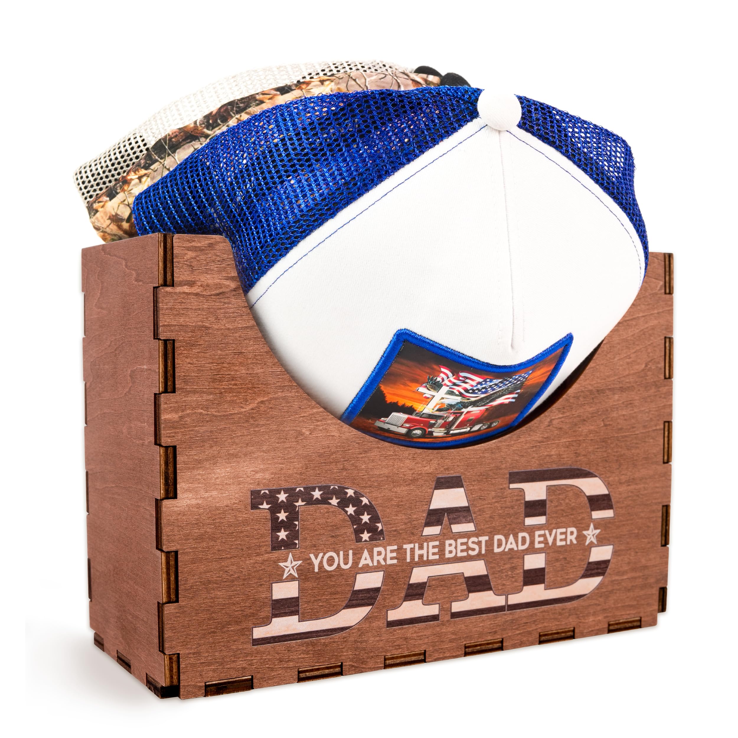 Wooden Best Dad Ever Hat Holder Display Stand, Rustic Hat Storage Rack, Gift For Dad, Father's Day Gift, Gift For Him, Home Office Decoration, Home Office Organizer