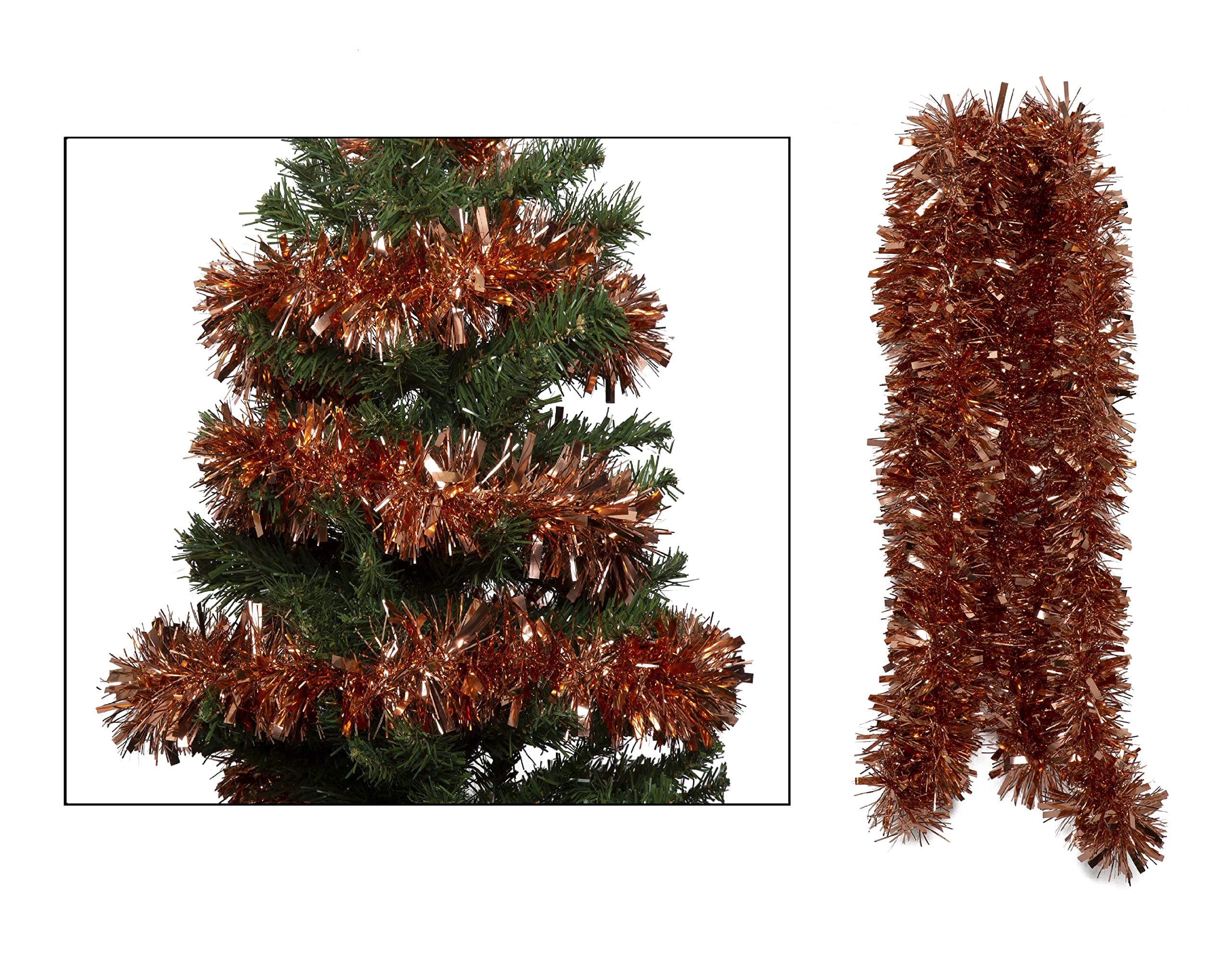 Simply Products Rose Gold 4M Chunky/Fine Cut Christmas Tinsel Garland Decoration (Rose Gold)