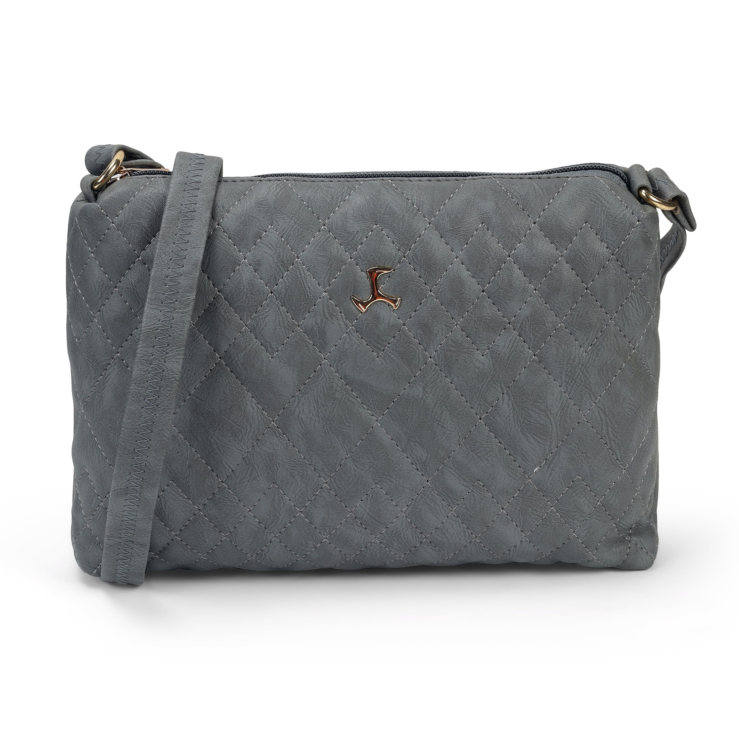 mochi Women Casual PU Soft Body Zipper closure Quilted Sling Bag-picture-14