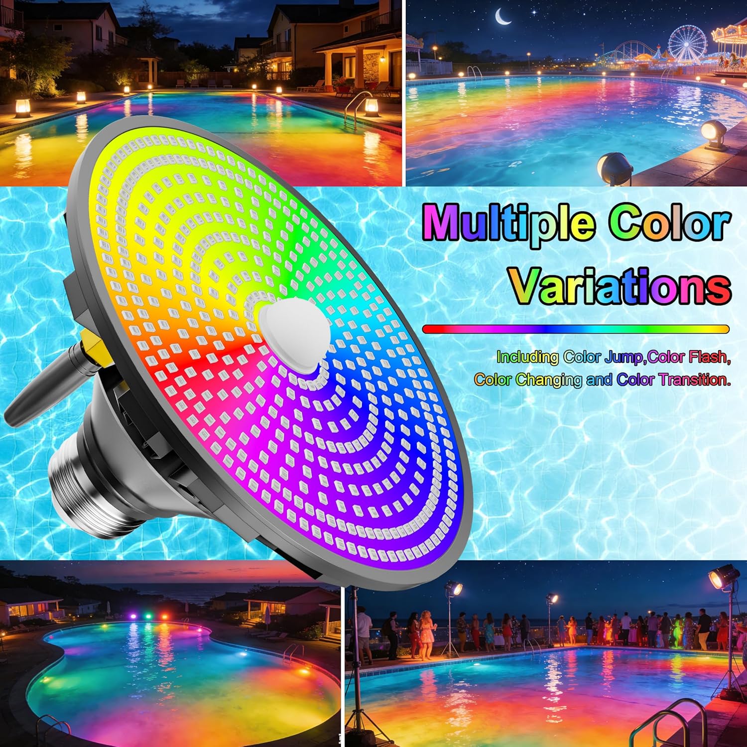 LED Pool Light Bulb for Inground Pool, 70W Colorlogic Above Ground Led Pool Lights with Remote, Dimmable Swimming Pool Lights, E26 Base Wireless Inground Pool Light