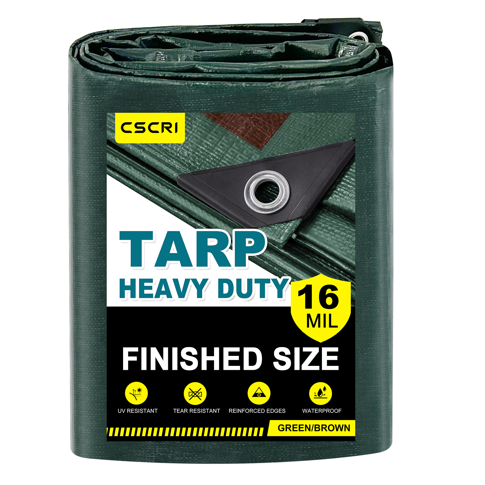 HydraTarp Heavy Duty Waterproof Tarp | 14 Mil Thick - White / Brown Reversible Tarp 20ft X 40ft