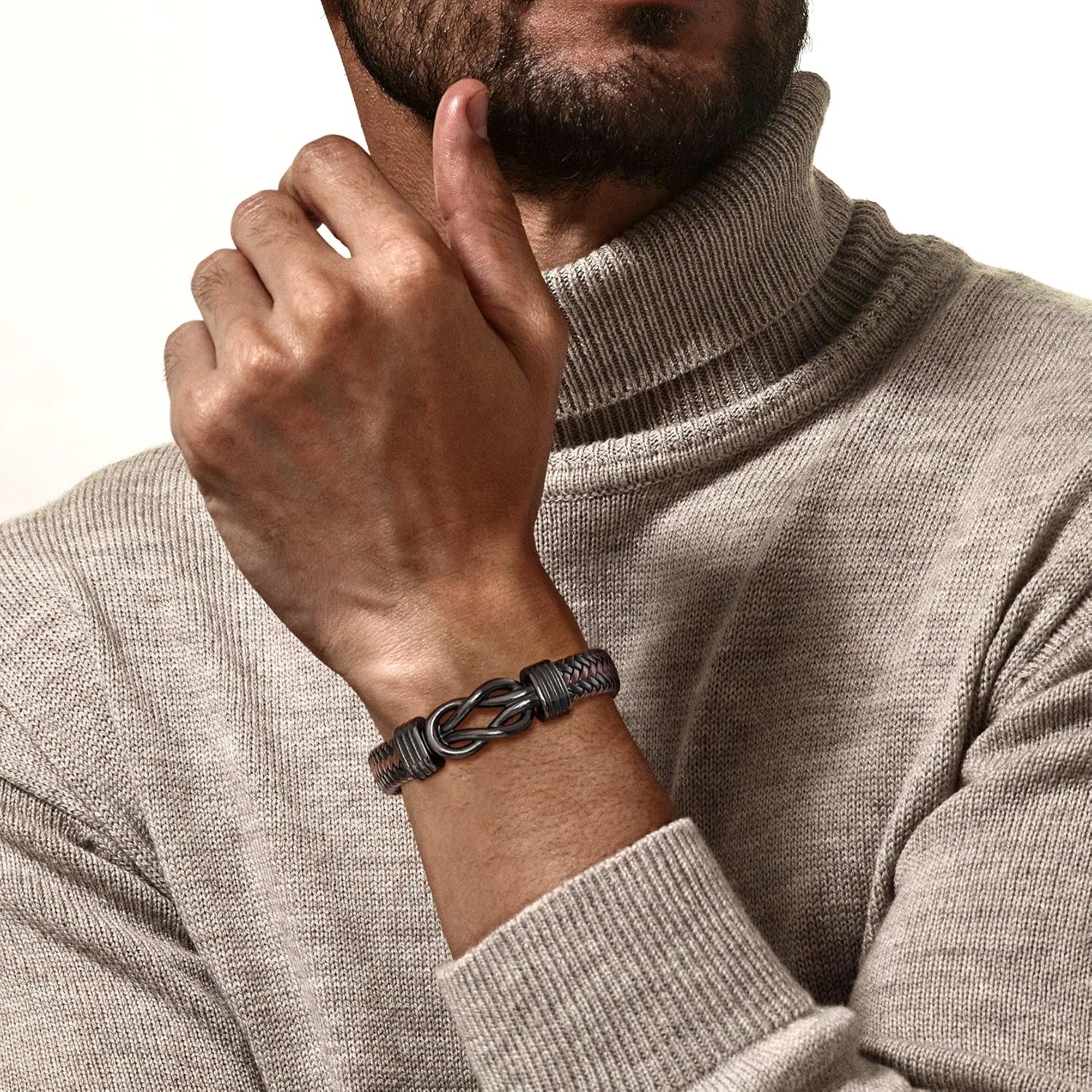 MEALGUET Mens Leather Bracelet Dad Gifts - Brown Braided Leather Infinity Knot Bracelets Engraved Love My Dad for Men, Daddy Jewelry Gift from Daughter Son for Father's Day Birthday - Image 7