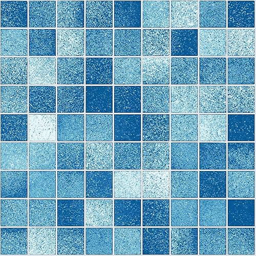LEECICILE Papel tapiz de contacto para baño, papel tapiz de 17.71 x 472 pulgadas, azul para despegar y pegar, papel tapiz de mosaico azul,