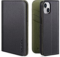 Vista 17 de VISOUL Funda tipo cartera de piel auténtica para iPhone 14, con tapa magnética, con tarjetero y función atril, compatible con iPhone 14