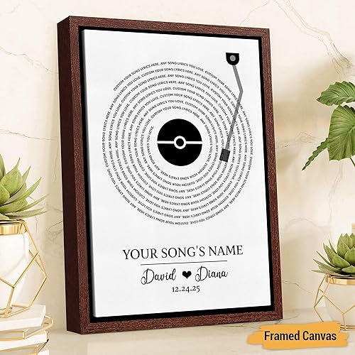 Vista 189 de VICILO Póster de letras de canciones personalizadas, enmarcado, lienzo personalizado, arte de pared, regalos para el día de San Valentín para él