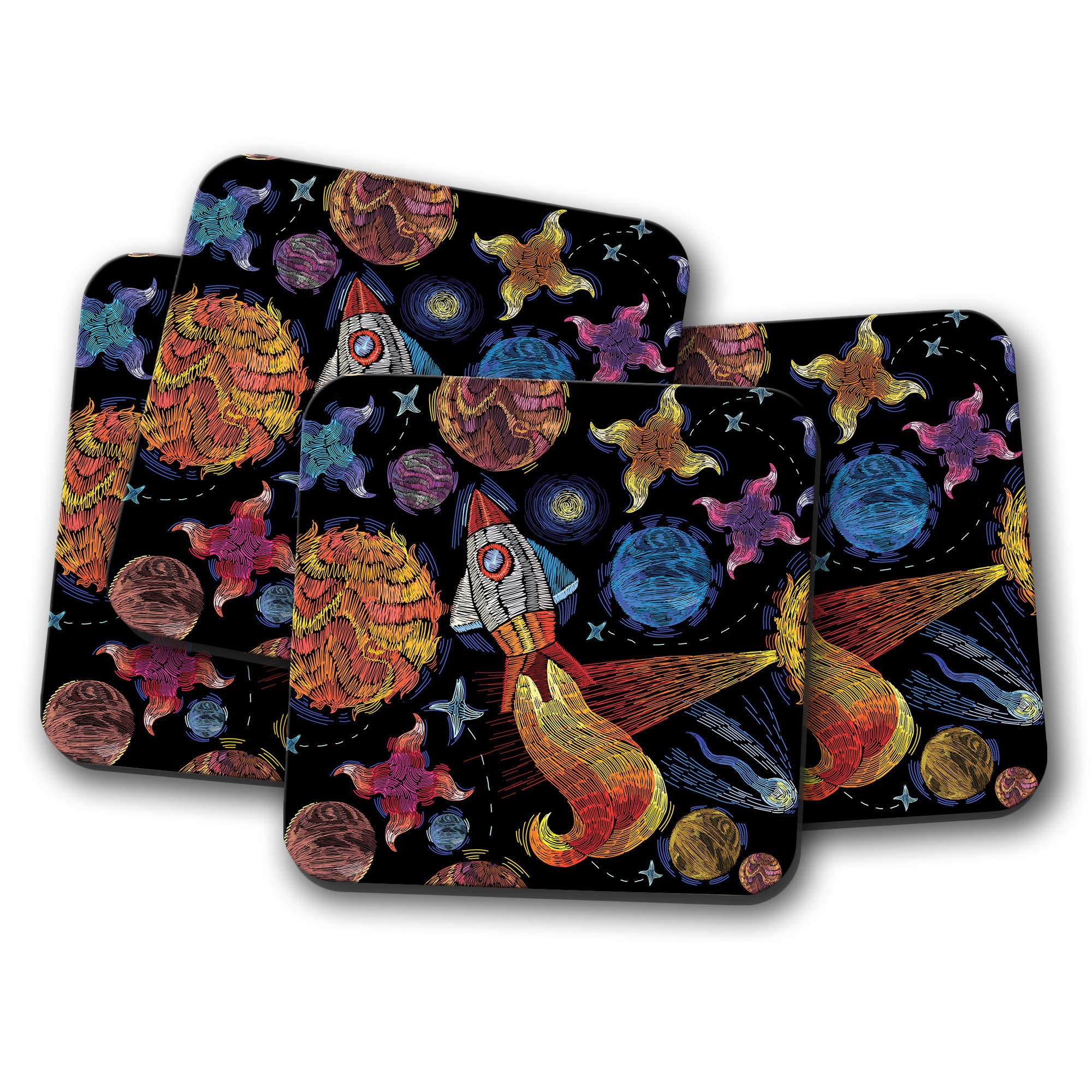 Destinationvinyl Multicolor 4 Set - Space Coaster - Rocket Stars Planets Moon Fun #8819