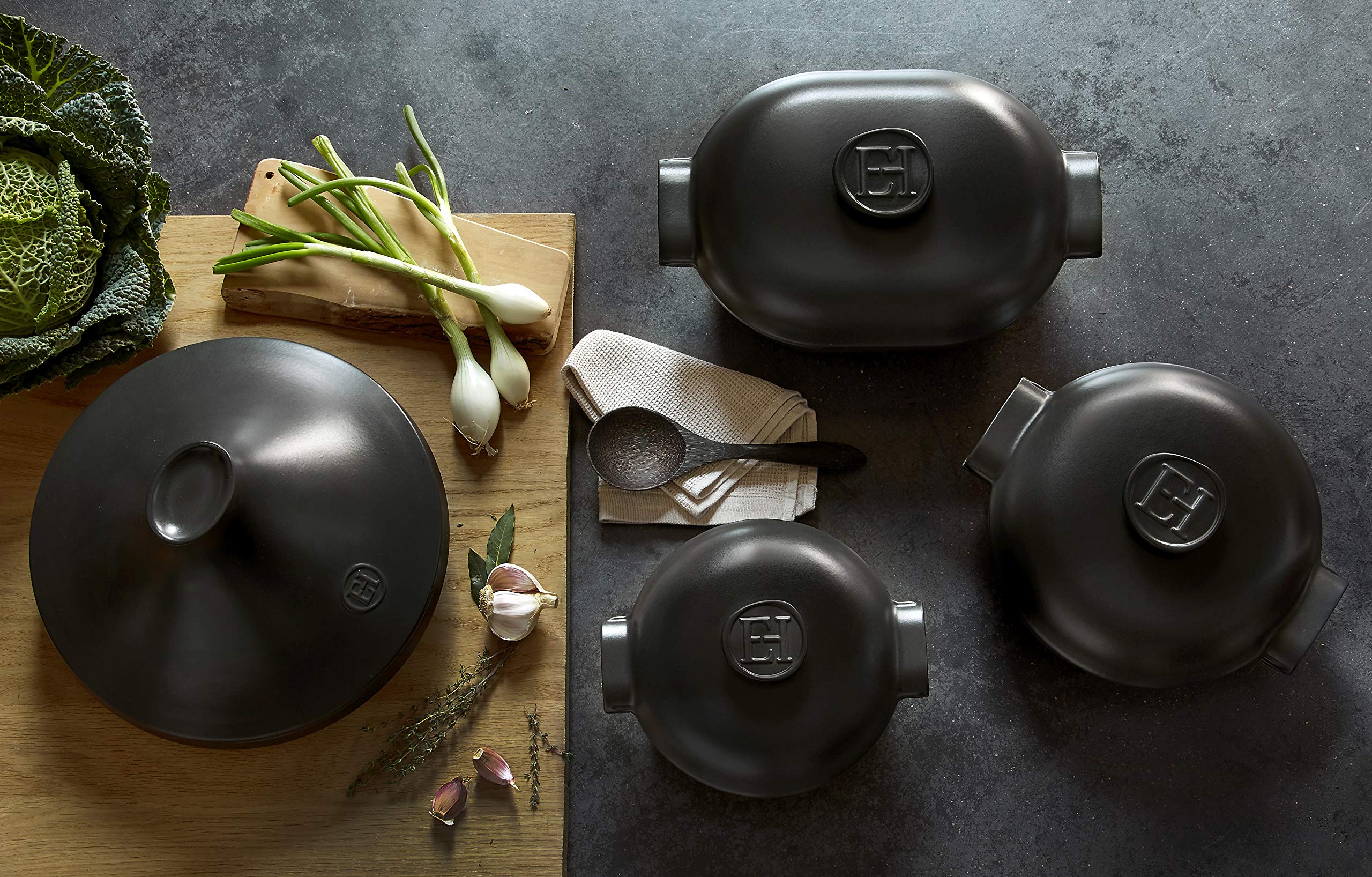 Emile Henry EH7A9566 Tajine Delight Céramique Induction, 4 litres, Noir, Ardoise