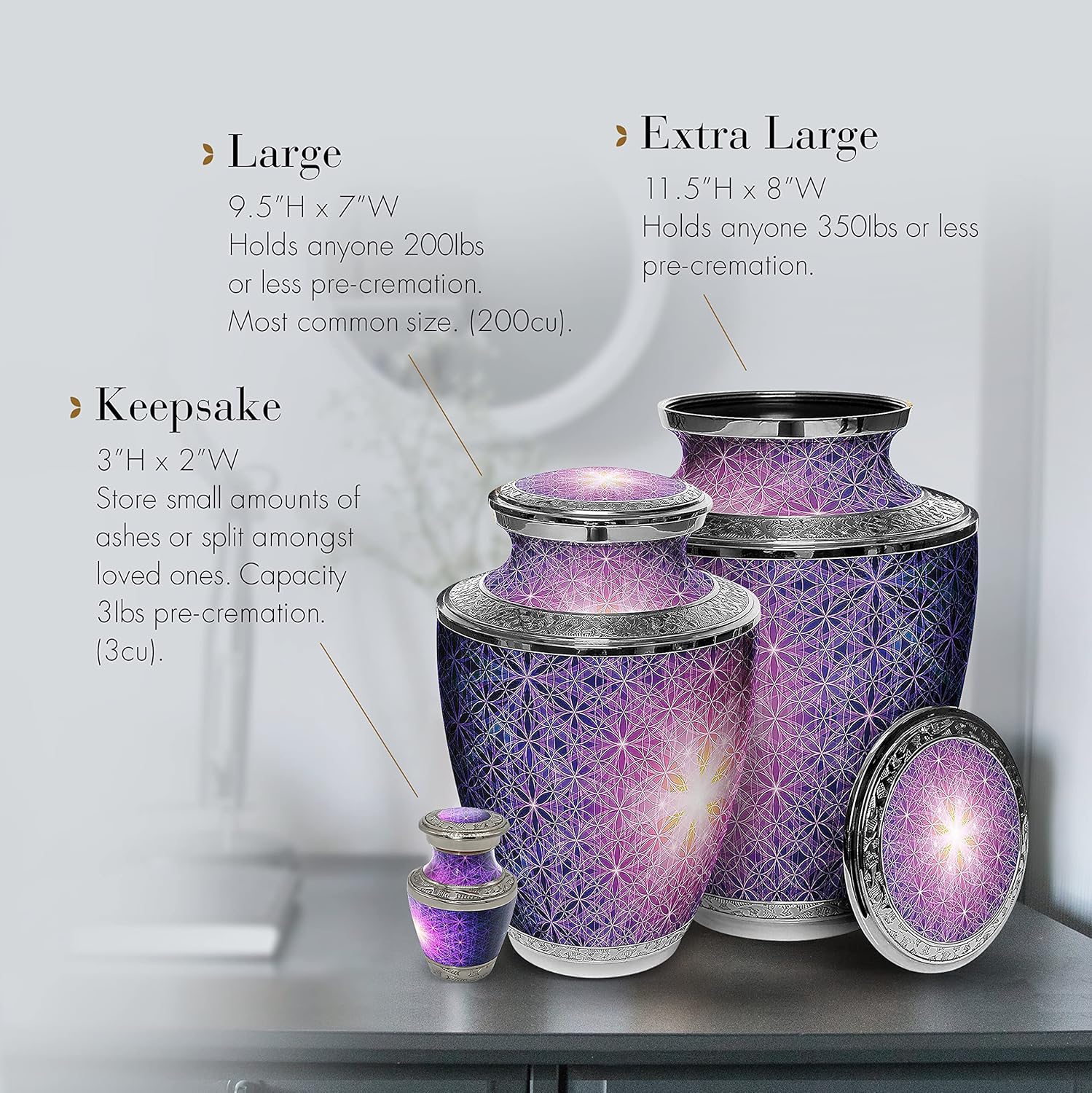 Seed of Life Cremation Urn for Ashes for Women - Personalized Cremation Urns for Human Ashes Adult Female Decorative Urns - Handcrafted Butterfly Extra Large Urn for Ashes for Women