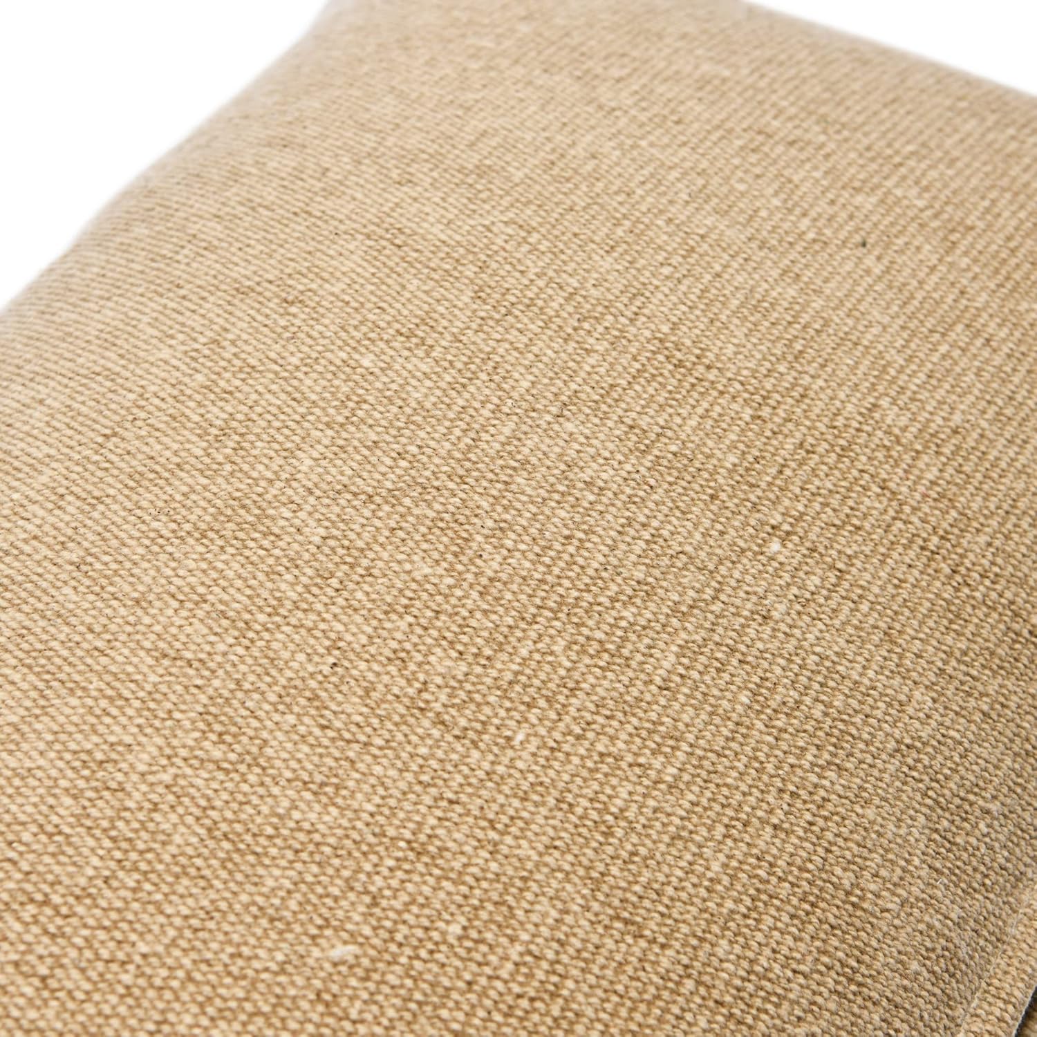 Beige Cotton Canvas Lumbar Pillow Cover 12" x 20"