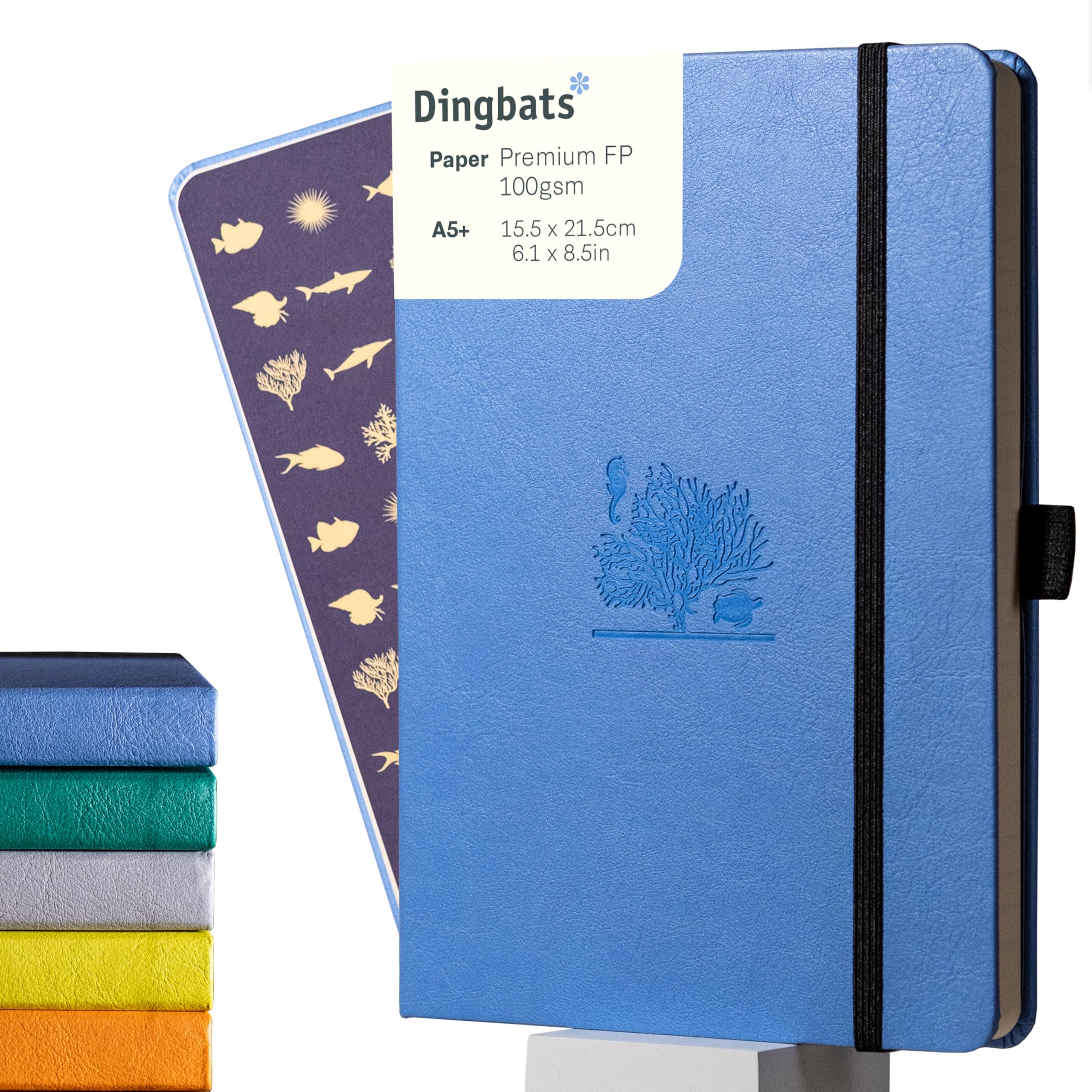 Dingbats* - Earth Cuaderno A5 Punteado - Mediano Libreta de Tapa Dura Cuero PU - Cierre Elástico, Soporte para bolígrafos, Marcador