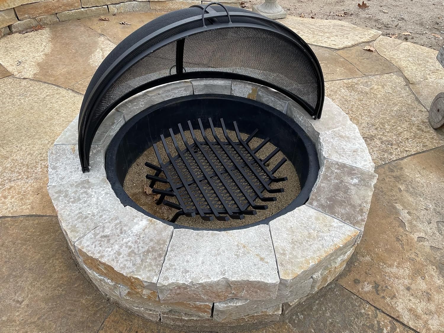 FIRE Pit Safety Screen- Pivot Model Round Fire Pit Screen 30″- 48″ Black