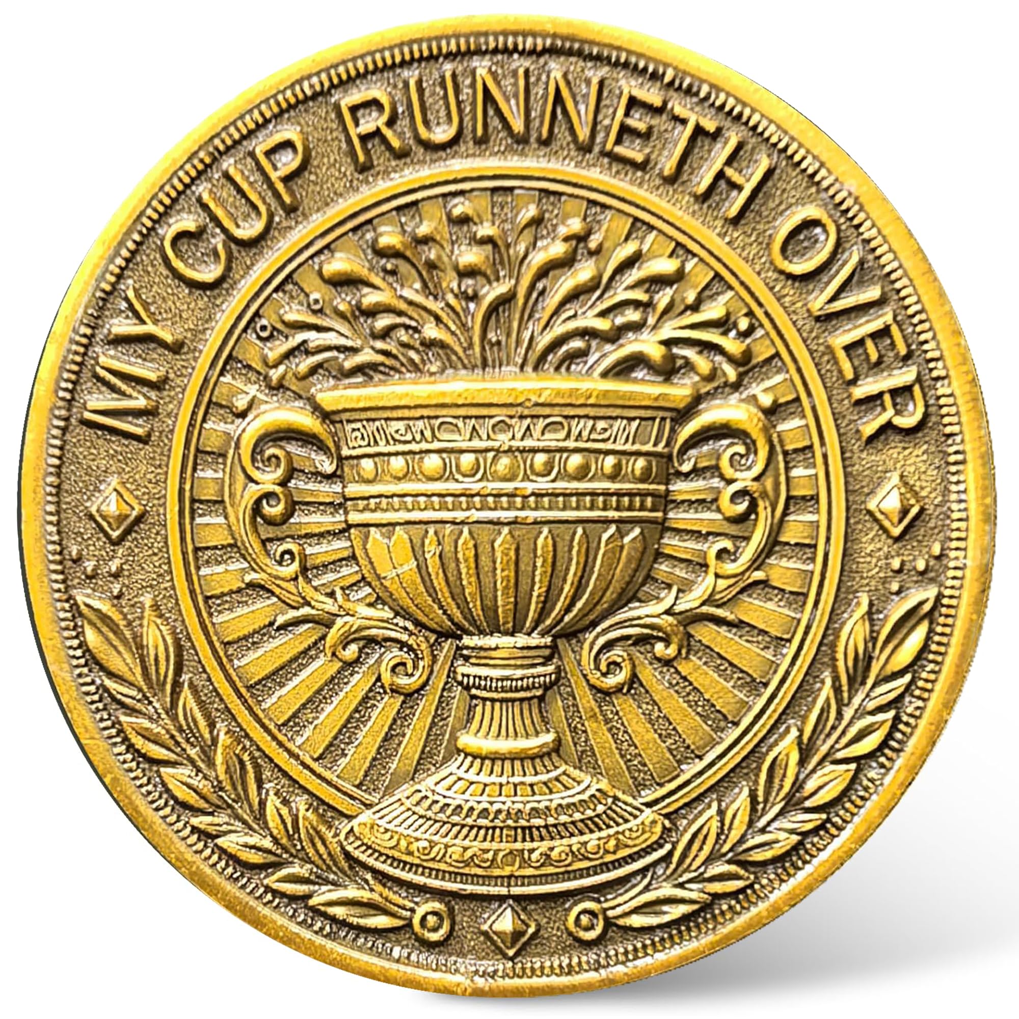 My Cup Runneth Over Psalm 23:5 Christian Challenge Coin - A Token of Faith and Abundance - Bible Verses Pocket Token